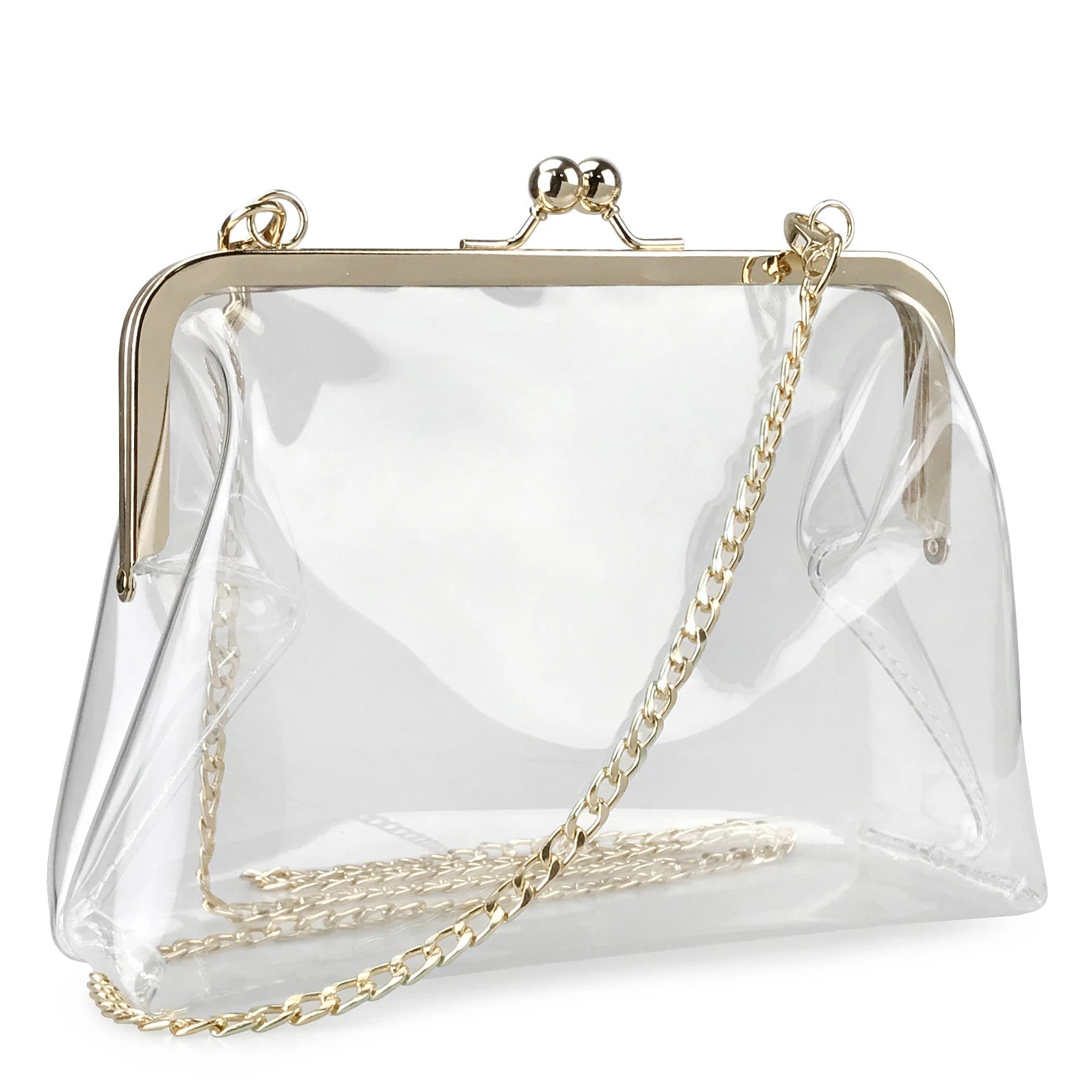 Pvc transparent fashion clutch bags with chain strap in India