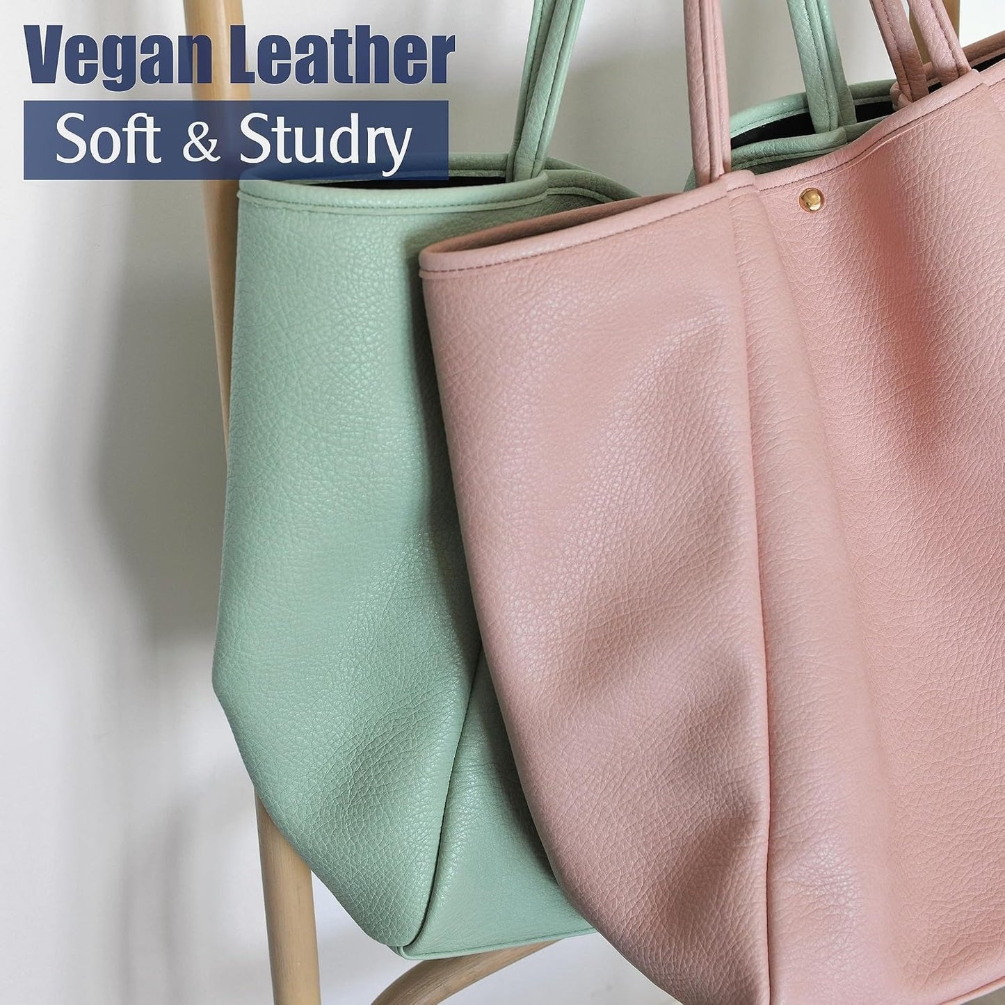 Oversized Vegan Leather Tote Women's Travel Bag - Pink