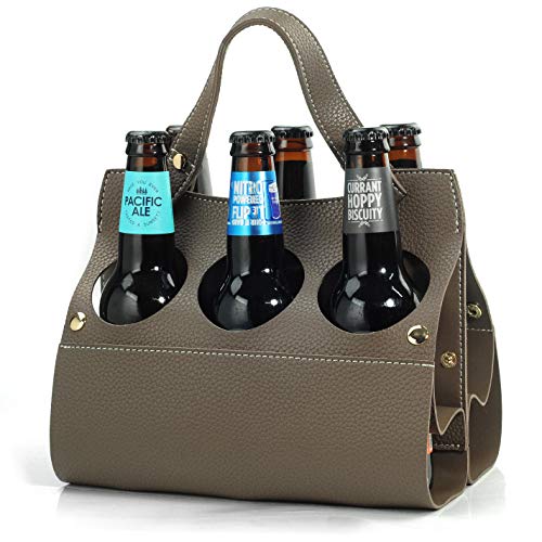 6 Pack Beer Caddy Beer Carrier Vegan Leather Bottle Holder for